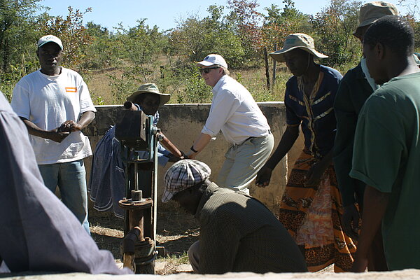 Brian working a pump