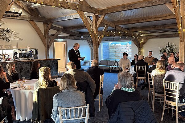 Brian speaking at the business breakfast