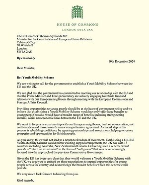 Youth mobility letter