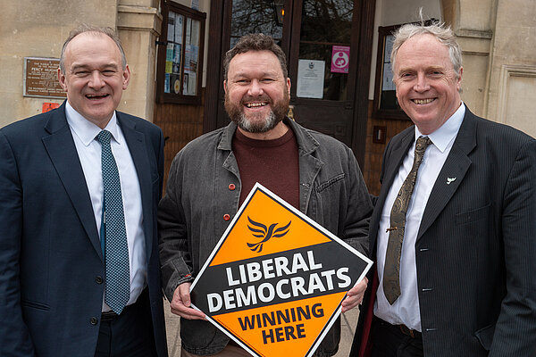 Phil Chamberlain with Ed Davey and Brian Mathew MP