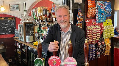 Brian pulling a pint