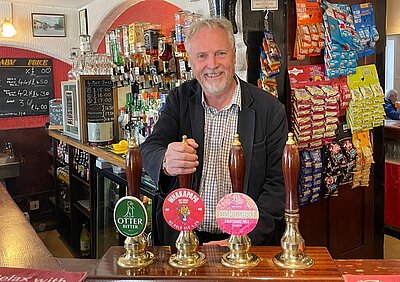 Brian pulling a pint