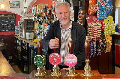 Brian pulling a pint