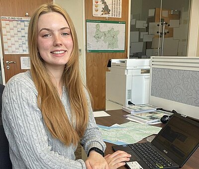 Poppy Foot doing work experience in Brian Mathew MP's office