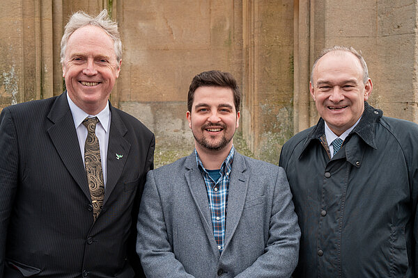 Taylor Wright with Ed Davey and Brian Mathew