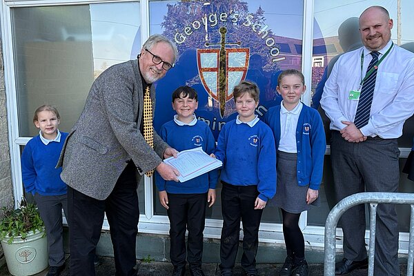 Brian with pupils in Semington