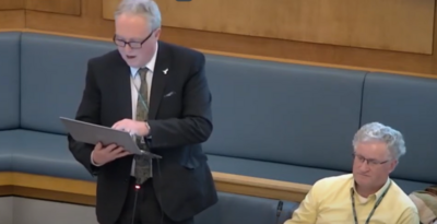 Brian talking at his last Wiltshire Council meeting